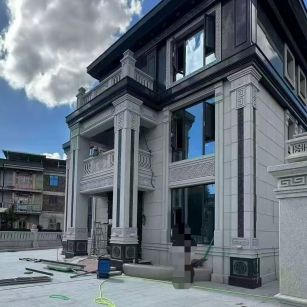 连云港 别墅干挂，芝麻白与芝麻黑完美配合